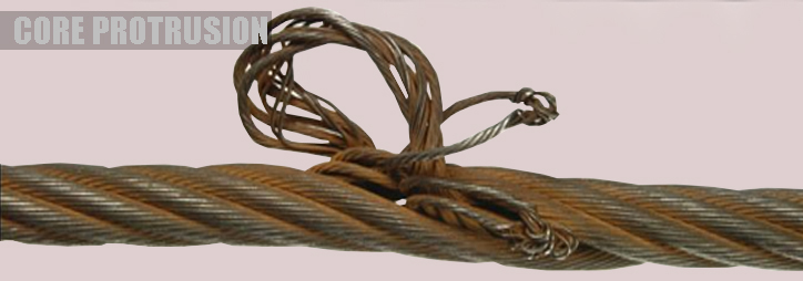 wire rope core protrusion