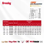 Tabel Ukuran Crosby A323