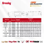 Tabel Ukuran Crosby G417 - 1