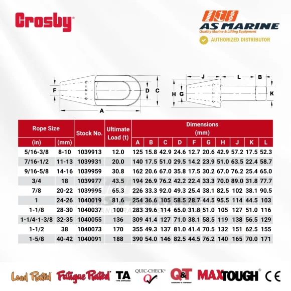 Tabel Ukuran Crosby G417 - 1