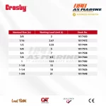 Tabel Kapasitas Crosby G209A