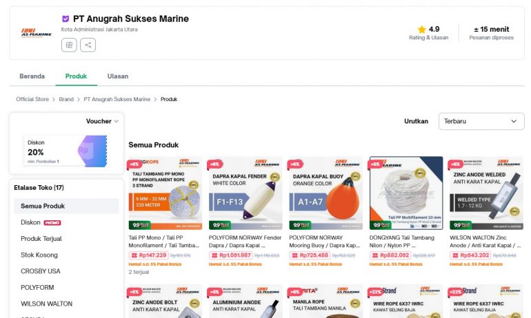 tokopedia pt anugrah sukses marine