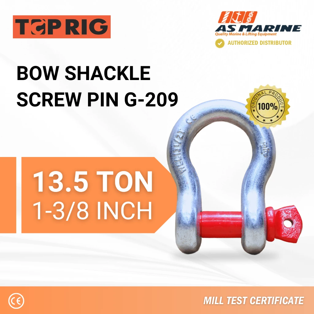 Bow Shackle Screw PIN G209 - 13,5 Ton Toprig Bow Shackle Screw PIN G209 - 13,5 Ton Toprig