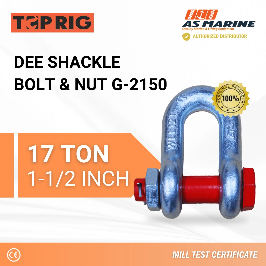 Dee Shackle Bolt & Nut G2150 - 17 Ton Toprig Dee Shackle Bolt & Nut G2150 - 17 Ton Toprig