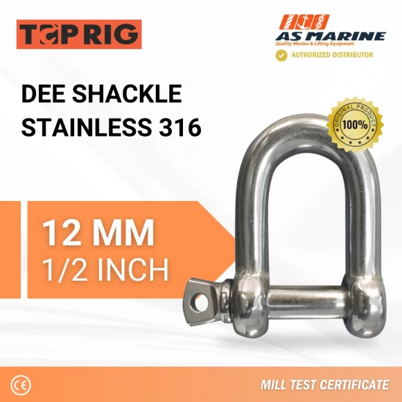 Dee Shackle Stainless 316 - 12 mm Toprig Dee Shackle Stainless 316 - 12 mm Toprig