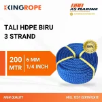 Tali HDPE 3 Strand Biru - 6 mm