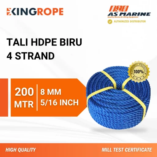 Tali HDPE 4 Strand Biru - 8 mm