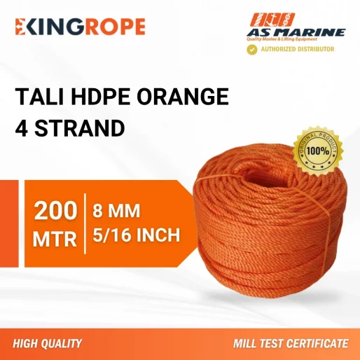 Tali HDPE 4 Strand Orange - 8 mm