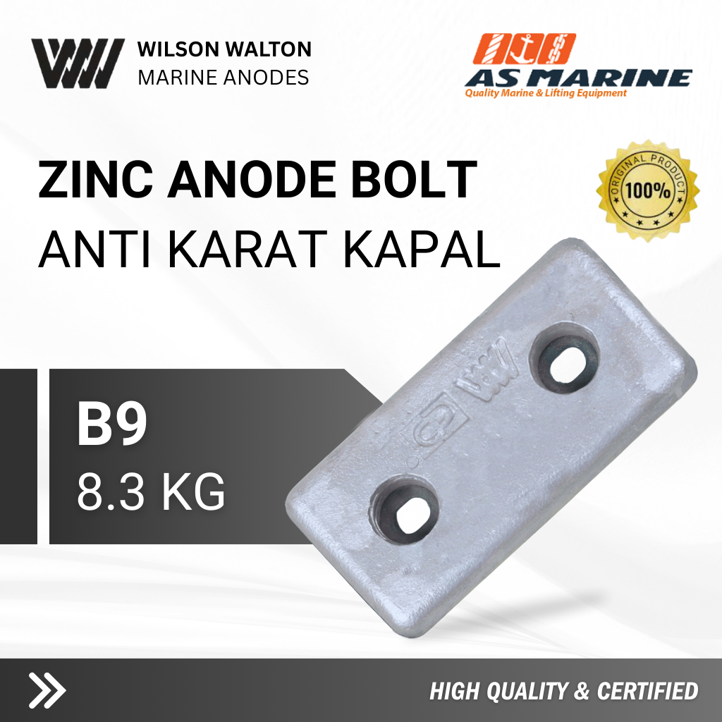 Zinc Anode Bolt - Anti Karat Kapal B9 - 8,3 Kg - Wilson Walton Zinc Anode Bolt - Anti Karat Kapal B9 - 8,3 Kg - Wilson Walton