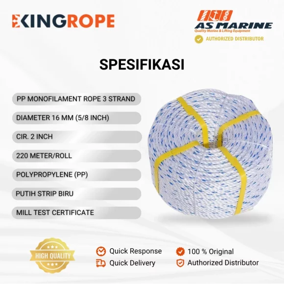 Spesifikasi Tali PP Monofilament - 16 mm