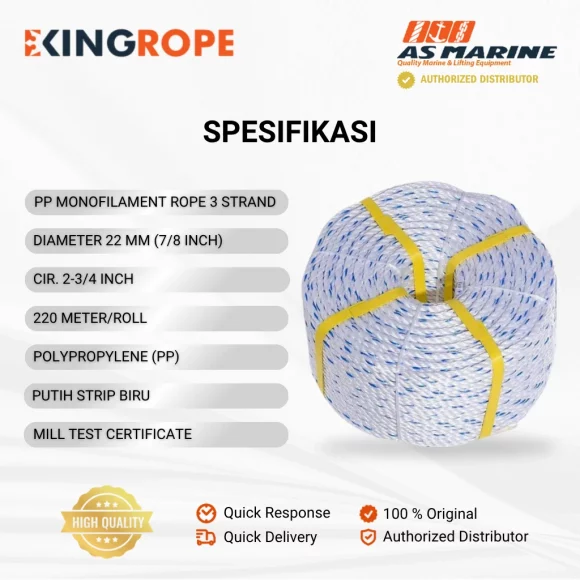 Spesifikasi Tali PP Monofilament - 22 mm