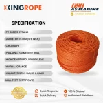 Spesifikasi Tali HDPE 3 Strand Orange - 16 mm
