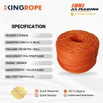 Spesifikasi Tali HDPE 3 Strand Orange - 5 mm