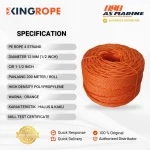 Spesifikasi Tali HDPE 4 Strand Orange - 12 mm