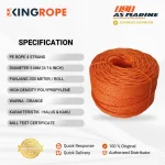 Spesifikasi Tali HDPE 4 Strand Orange - 5 mm