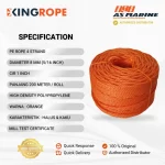 Spesifikasi Tali HDPE 4 Strand Orange - 8 mm