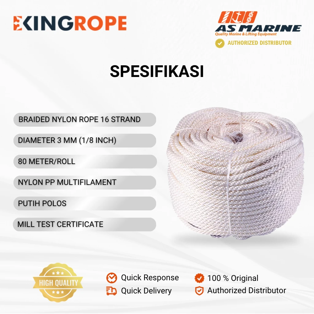 Spesifikasi Tali Nilon Kepang - 3 mm Spesifikasi Tali Nilon Kepang - 3 mm