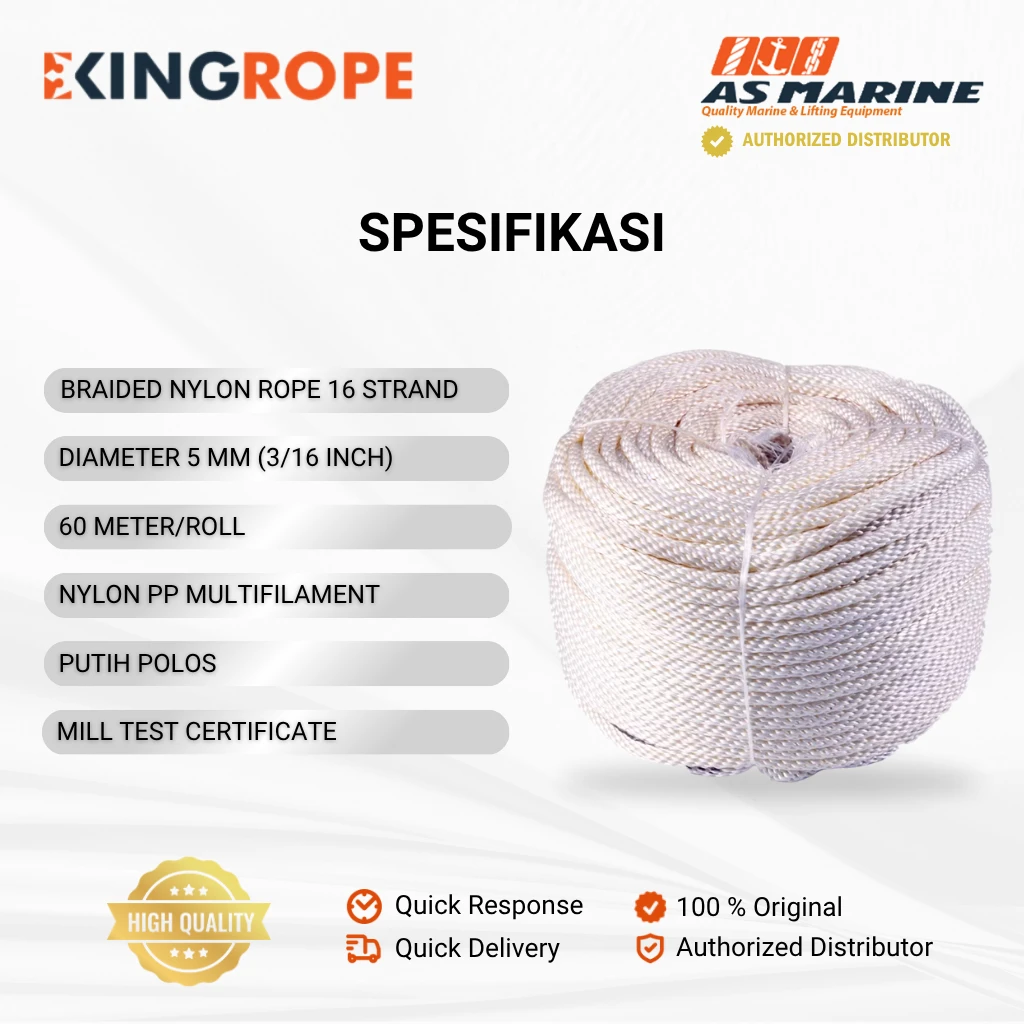 Spesifikasi Tali Nilon Kepang - 5 mm Spesifikasi Tali Nilon Kepang - 5 mm