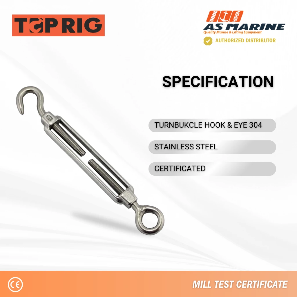 Spesifikasi Turnbuckle Hook & Eye Stainless 304 Toprig Spesifikasi Turnbuckle Hook & Eye Stainless 304 Toprig