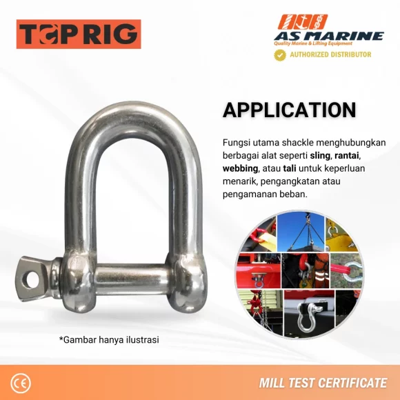 Aplikasi Dee Shackle Stainless 304 Toprig