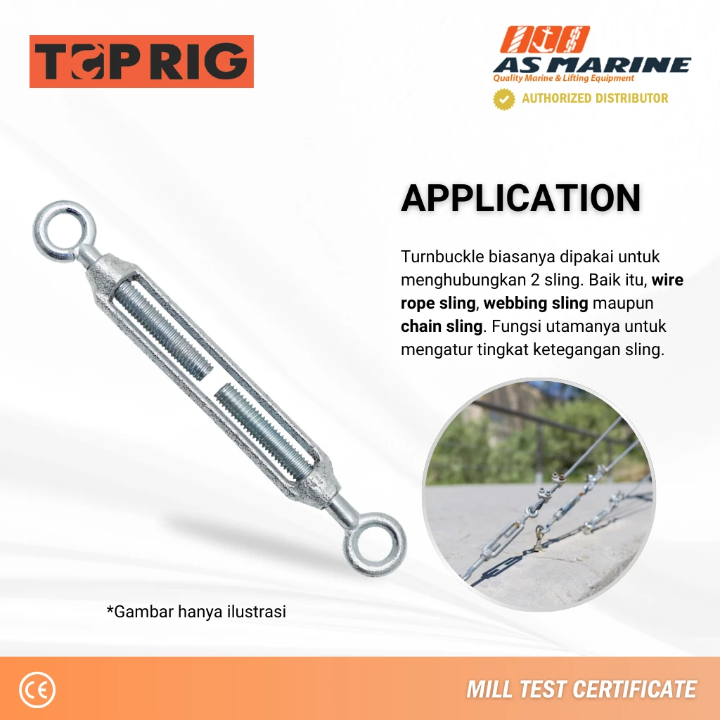 Aplikasi Turnbuckle Eye & Eye Galvanized Toprig Aplikasi Turnbuckle Eye & Eye Galvanized Toprig