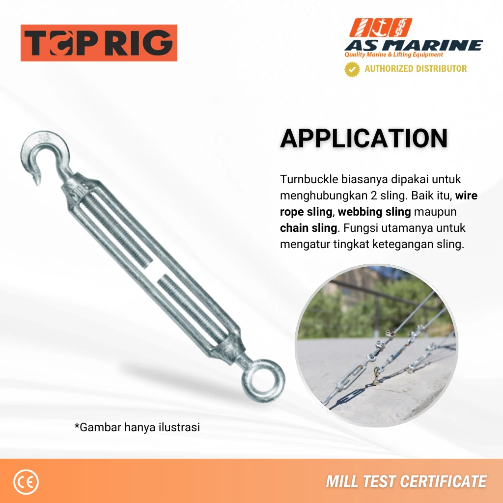 Aplikasi Turnbuckle Hook & Eye Galvanized Toprig Aplikasi Turnbuckle Hook & Eye Galvanized Toprig