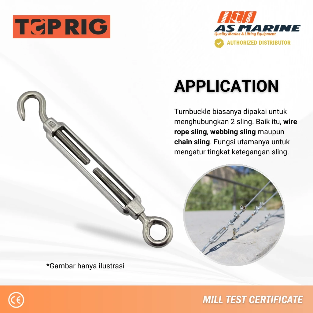 Aplikasi Turnbuckle Hook & Eye Stainless 304 Toprig Aplikasi Turnbuckle Hook & Eye Stainless 304 Toprig