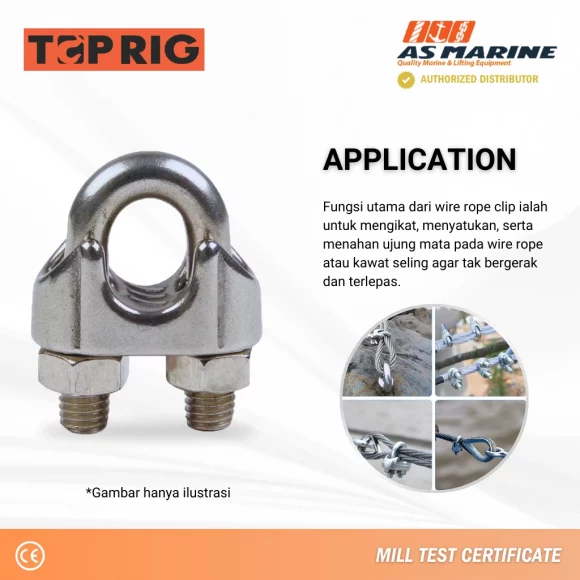 Aplikasi Wire Rope Clip Stainless Steel 316 Toprig