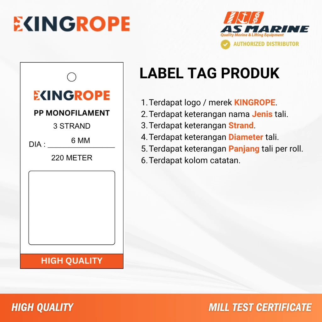 Label Tali PP Monofilament Label Tali PP Monofilament
