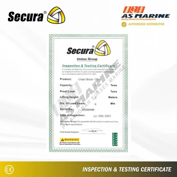 Sertifikat Chain Block & Lever Block Secura