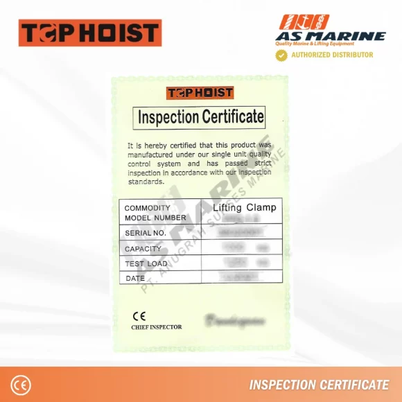 Sertifikat Lifting Clamp Tophoist