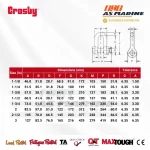 Tabel Ukuran Crosby G2150 2