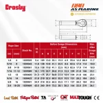 Tabel Ukuran Crosby S502 - 1