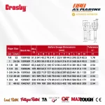 Tabel Ukuran Crosby S501 - 2