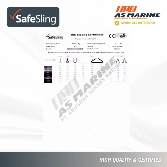 Sertifikat Webbing Sling Safesling