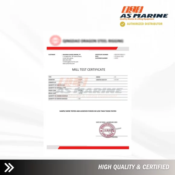 Sertifikat Joining Shackle - Segel Rantai Jangkar